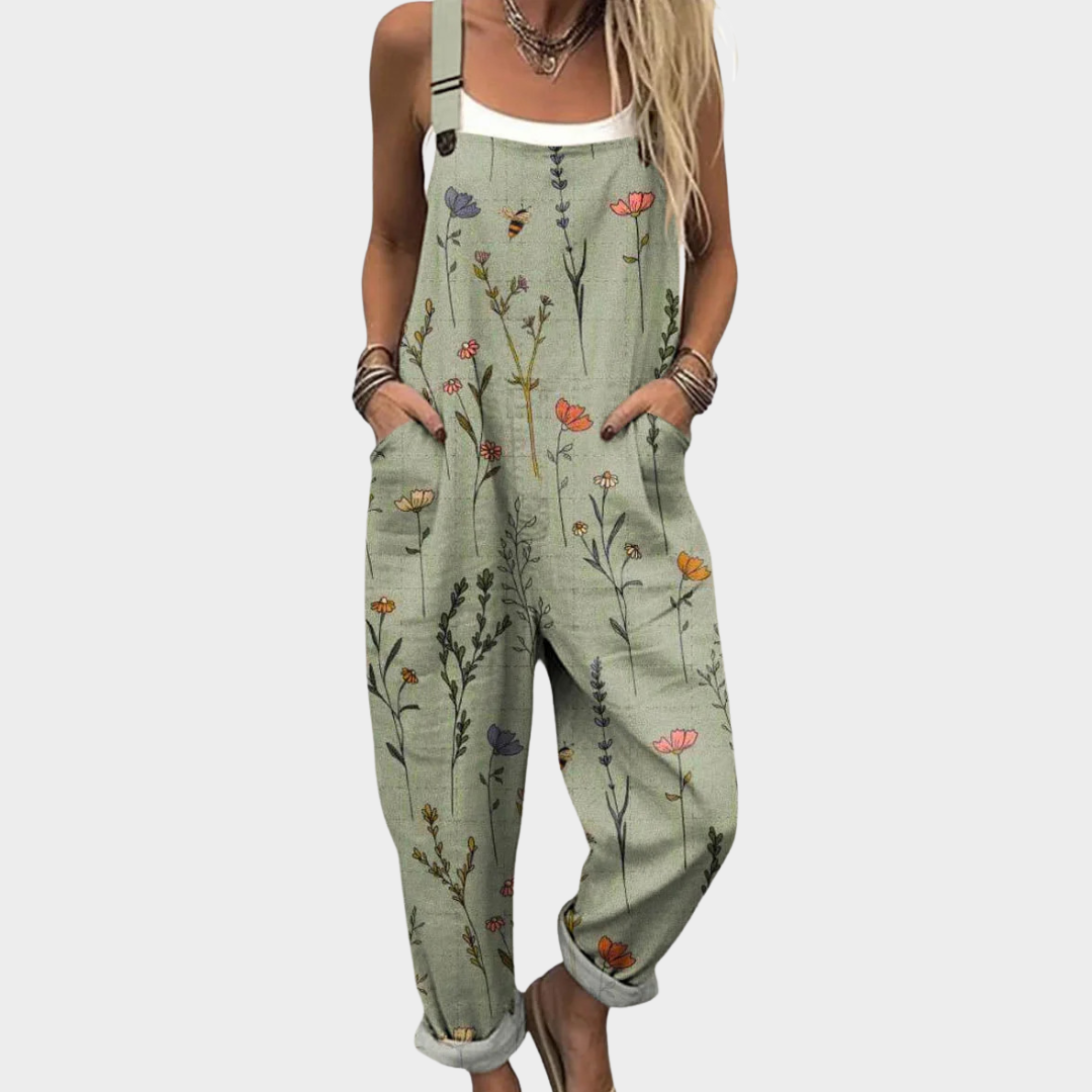 Dungaree Jumpsuits – Easy Design with Rustic Floral Pattern
