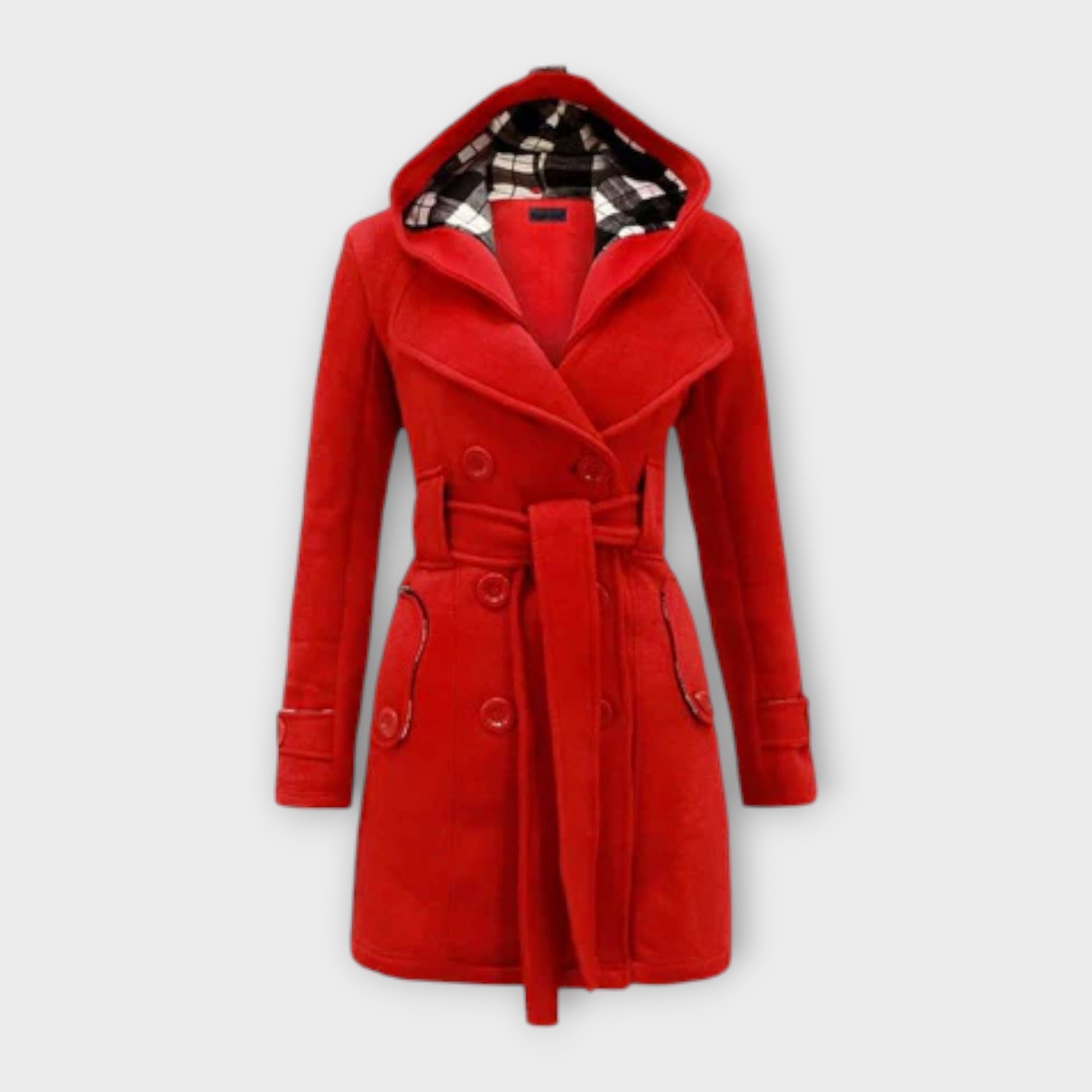 Evelyn | Elegant Coat with Hood and Belt