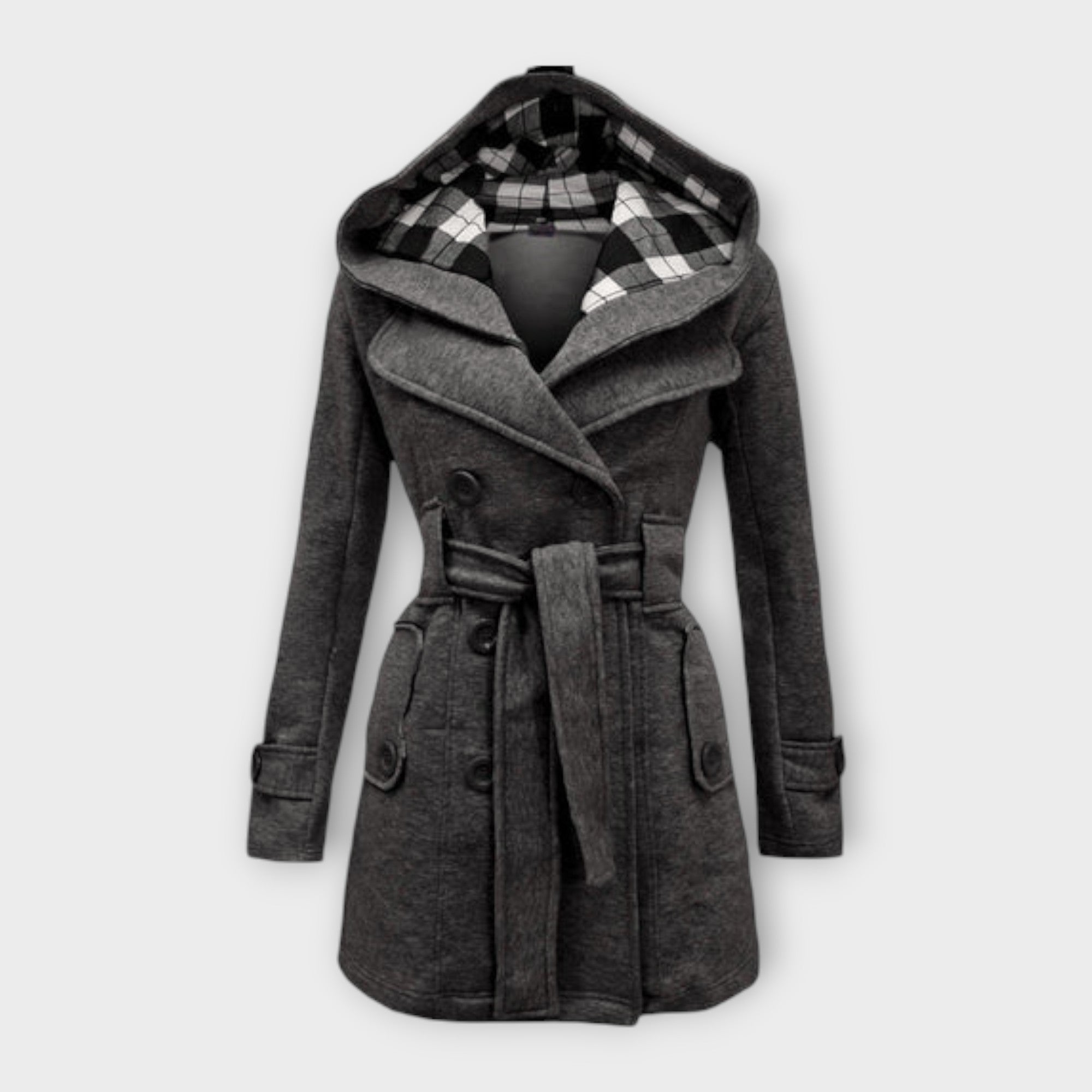 Evelyn | Elegant Coat with Hood and Belt