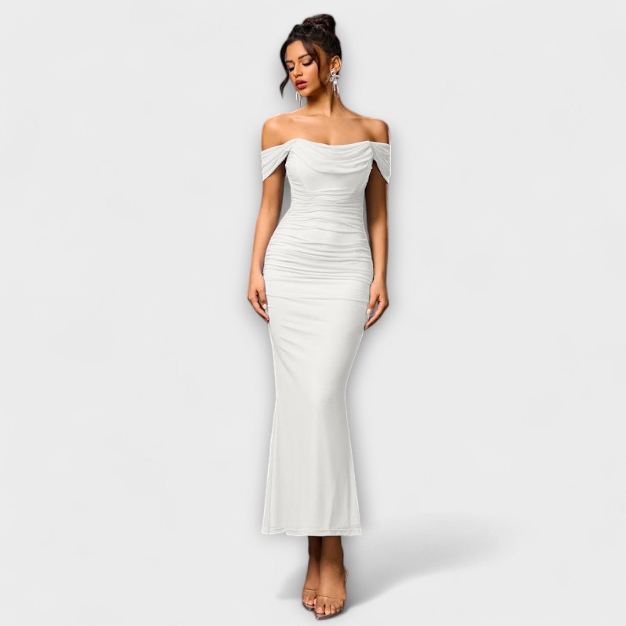 Ione - Bodycon Dress with Off-the-Shoulder Design and Ruching