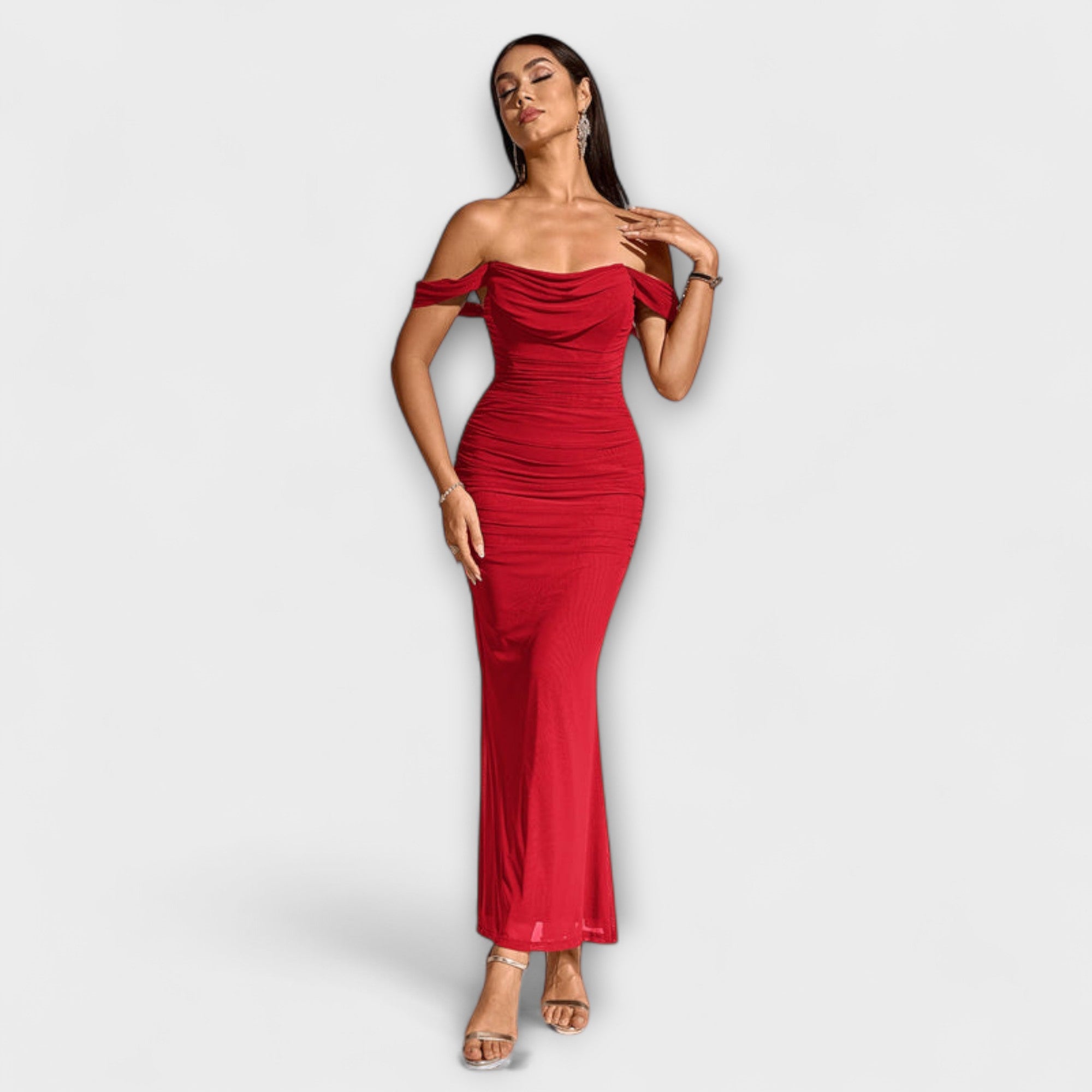 Ione - Bodycon Dress with Off-the-Shoulder Design and Ruching