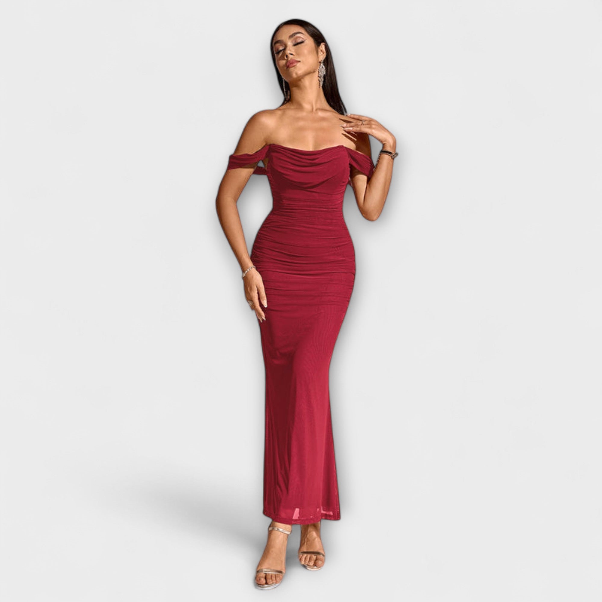Ione - Bodycon Dress with Off-the-Shoulder Design and Ruching