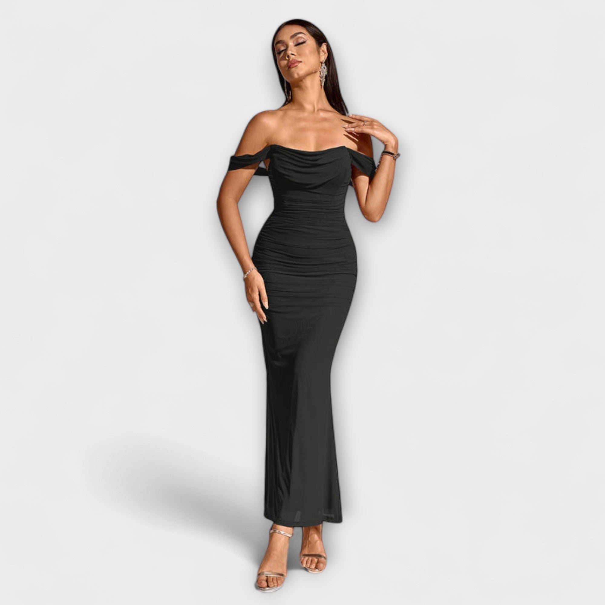 Ione - Bodycon Dress with Off-the-Shoulder Design and Ruching