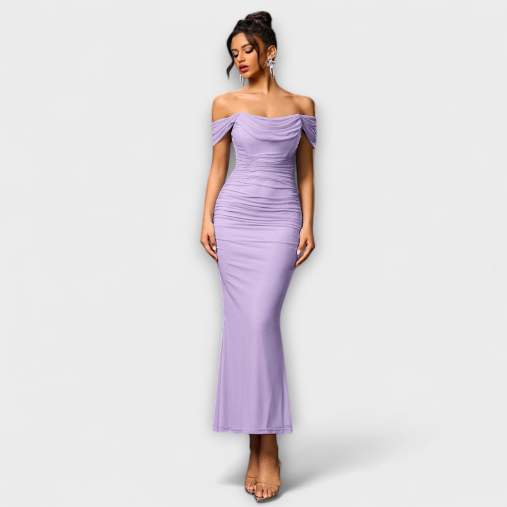 Ione - Bodycon Dress with Off-the-Shoulder Design and Ruching