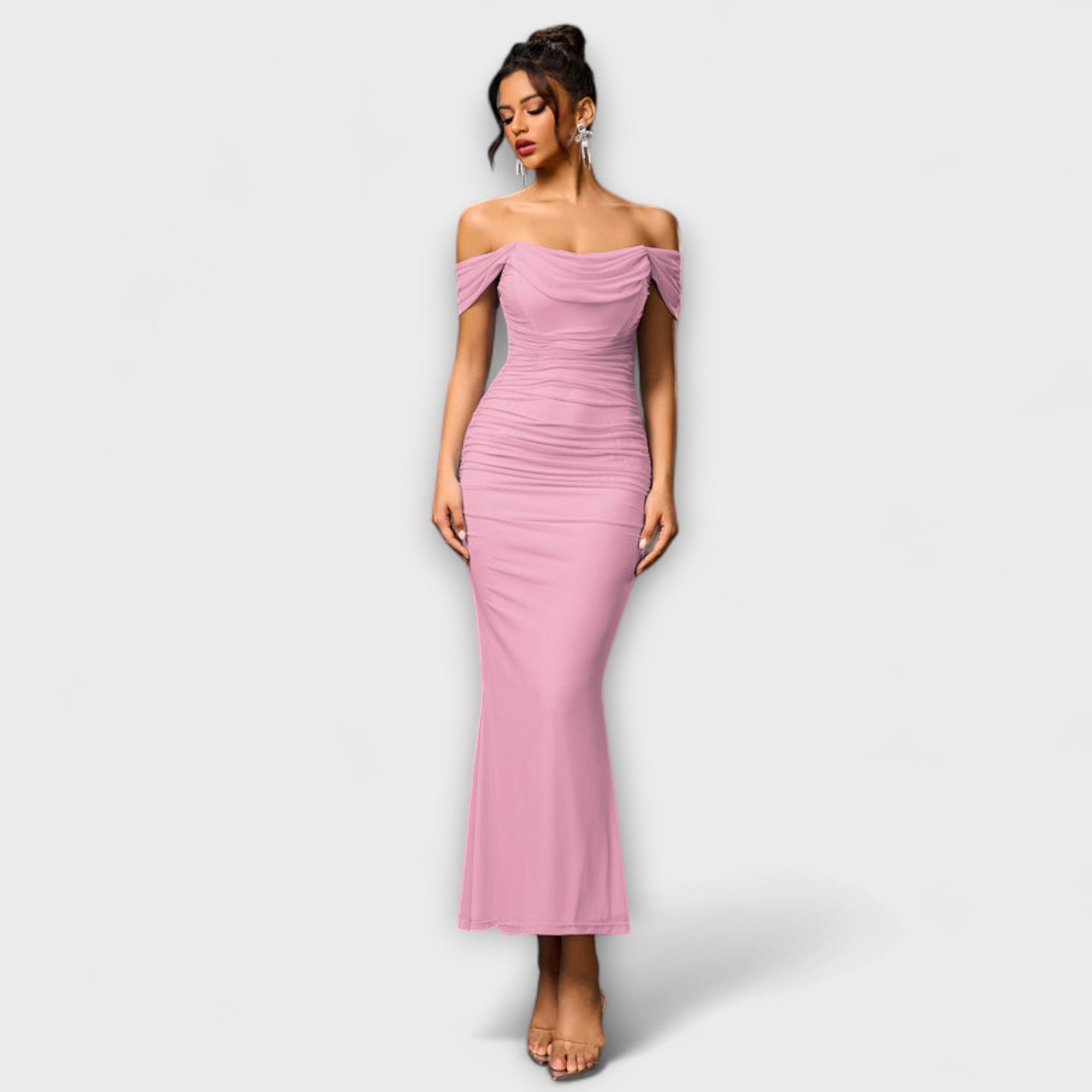 Ione - Bodycon Dress with Off-the-Shoulder Design and Ruching