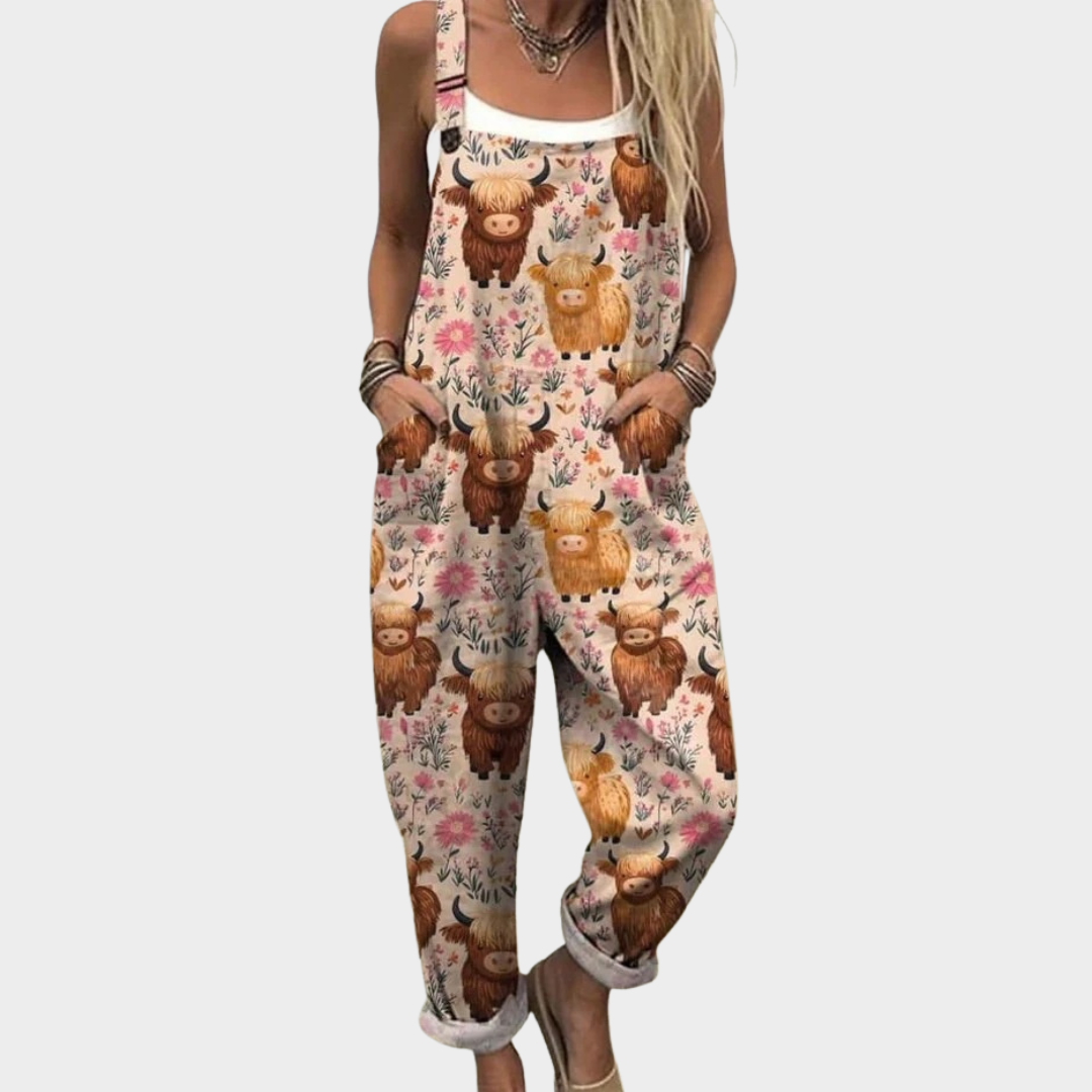 Dungaree Overalls – Oversized Comfort with a Denim Print