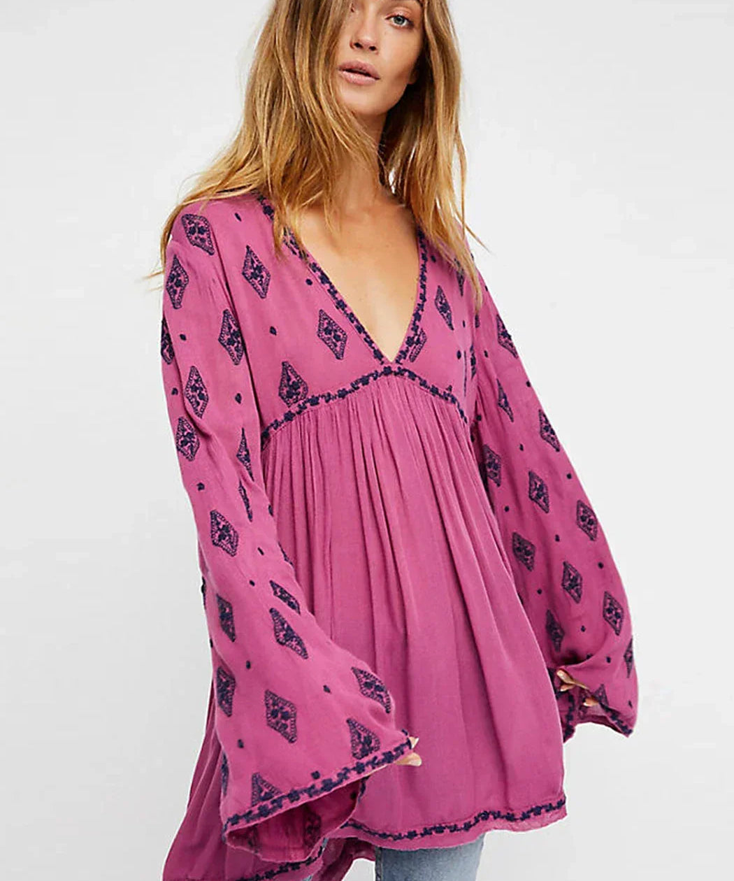 Embroidered Tunic with Diamonds