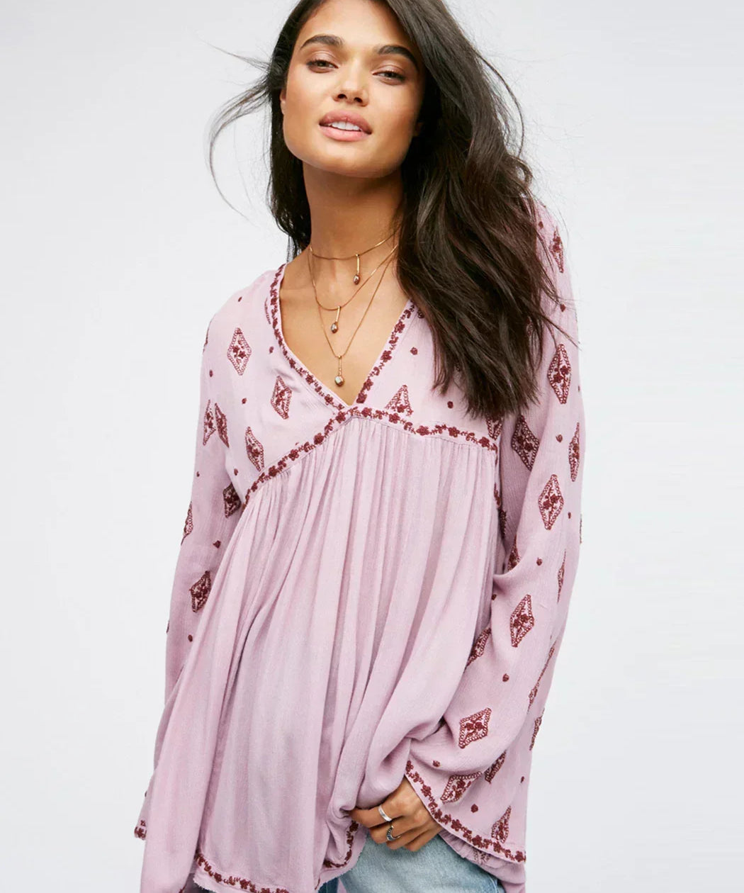 Embroidered Tunic with Diamonds