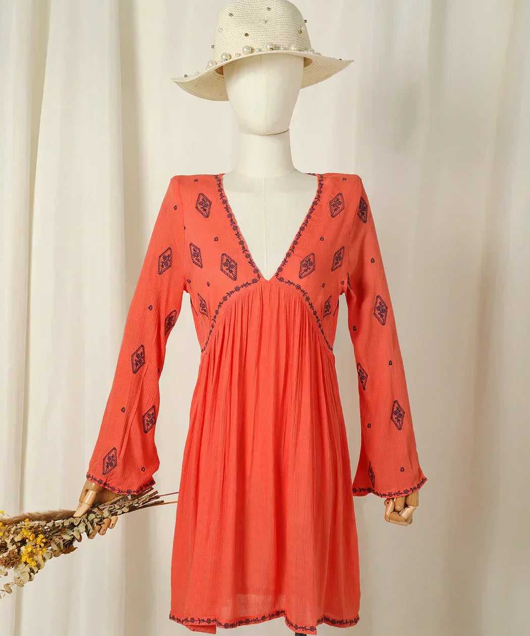Embroidered Tunic with Diamonds
