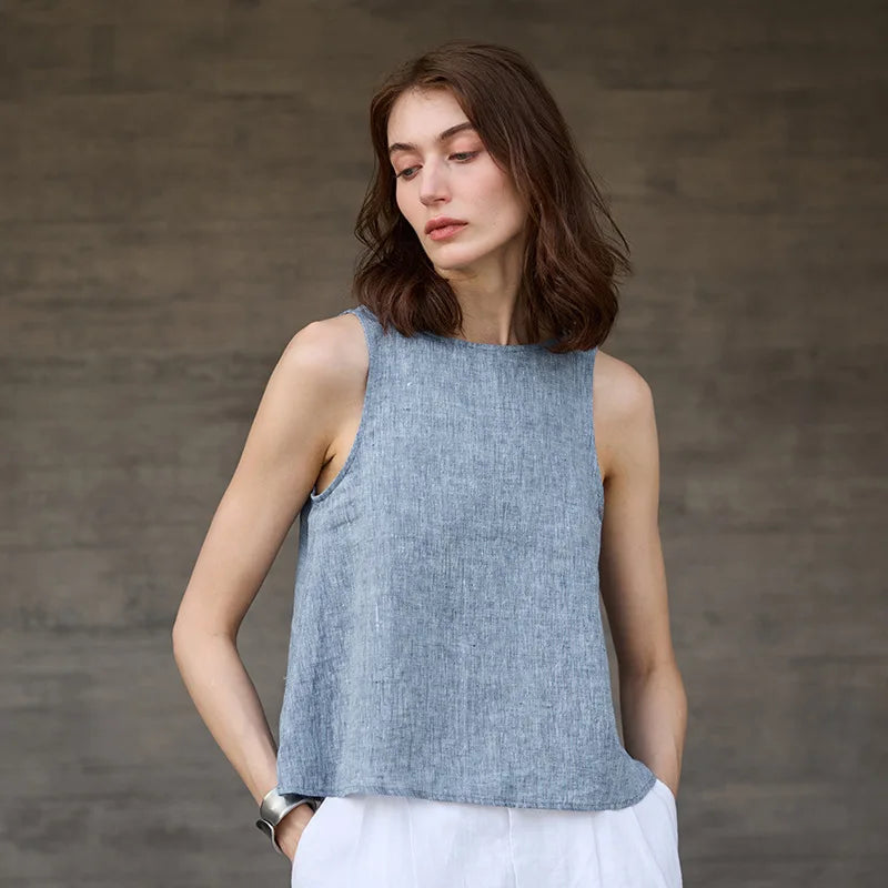 Reversible Chambray Linen Vest