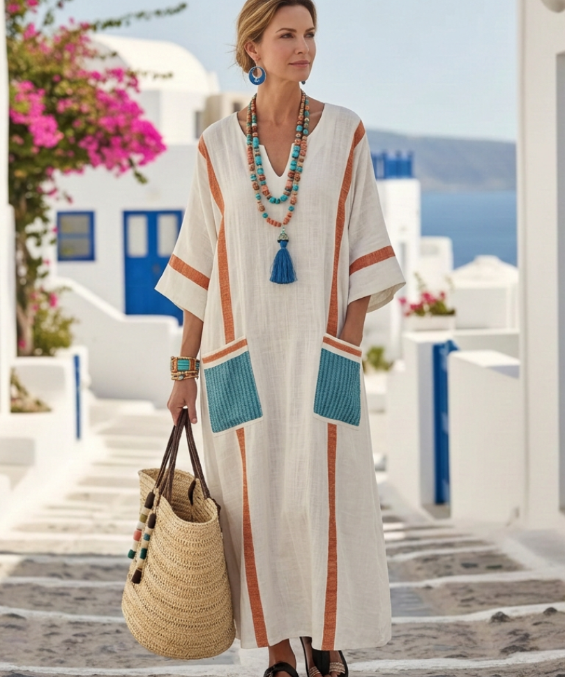 Madeleine | Maxi dress with medium-length sleeves and V-neck
