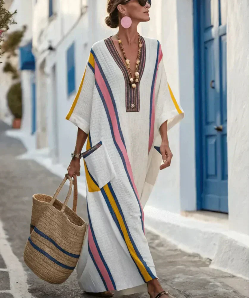 Madeleine | Maxi dress with medium-length sleeves and V-neck