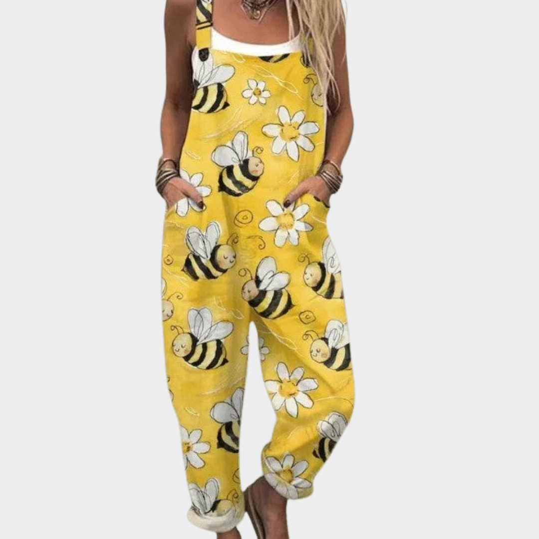 Dungaree Overalls – with Yellow Bees and Daisies