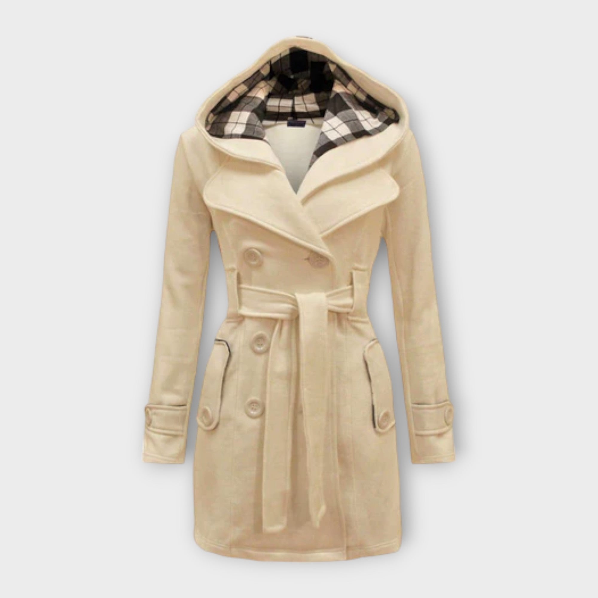 Evelyn | Elegant Coat with Hood and Belt