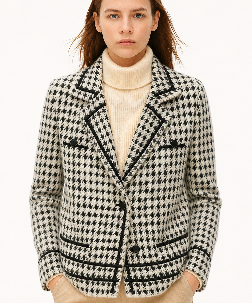 Vionne Houndstooth Knit Jacket