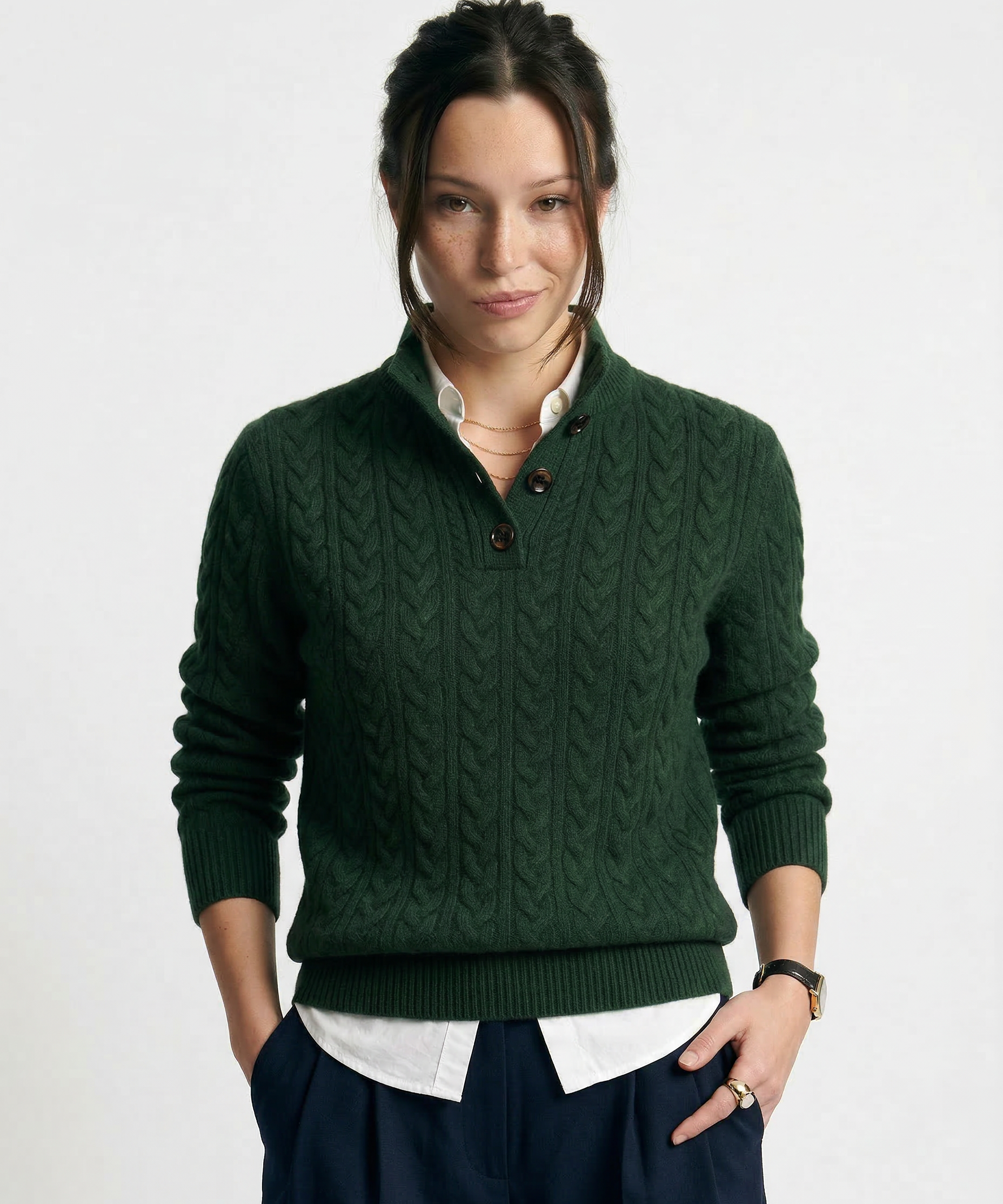Arden Button-Up Cashmere Sweater