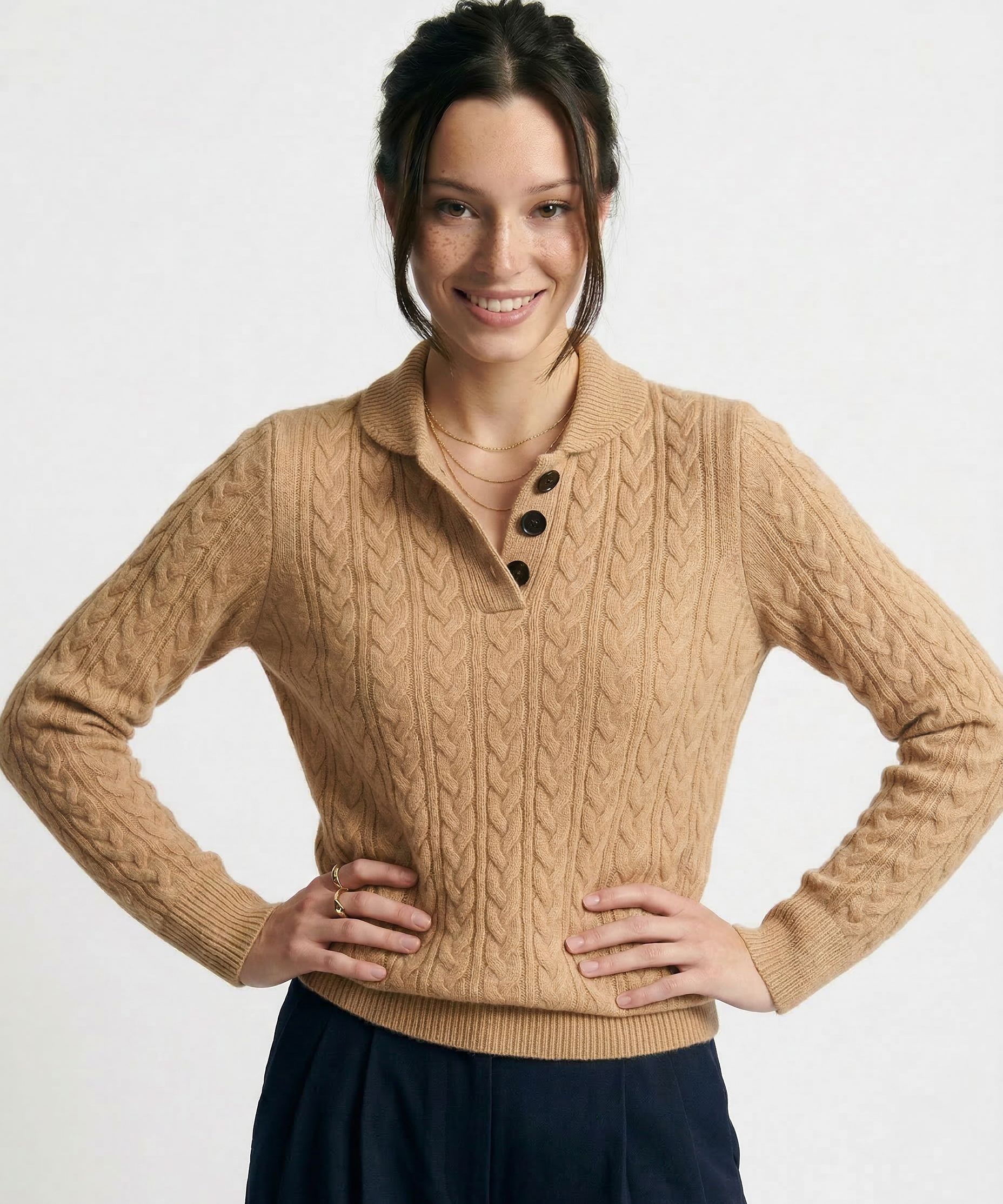 Arden Button-Up Cashmere Sweater