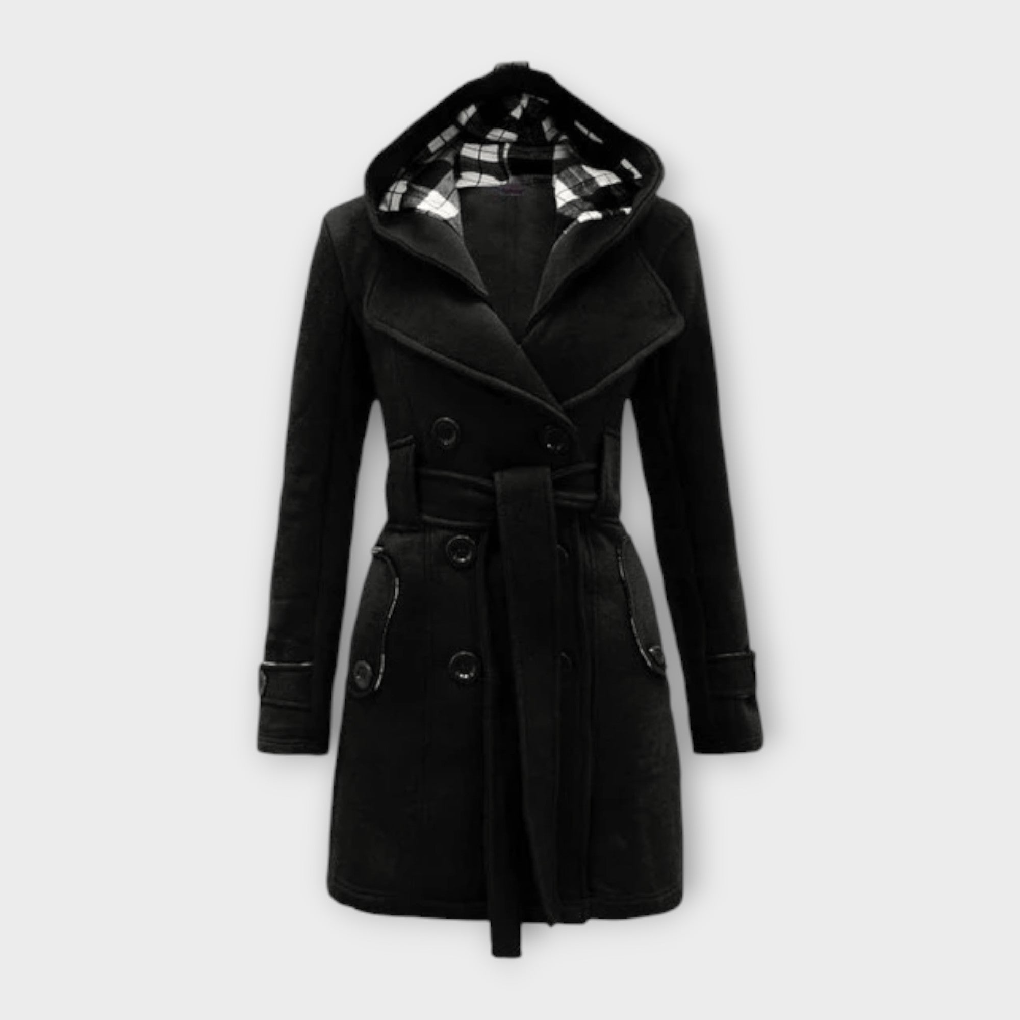 Evelyn | Elegant Coat with Hood and Belt