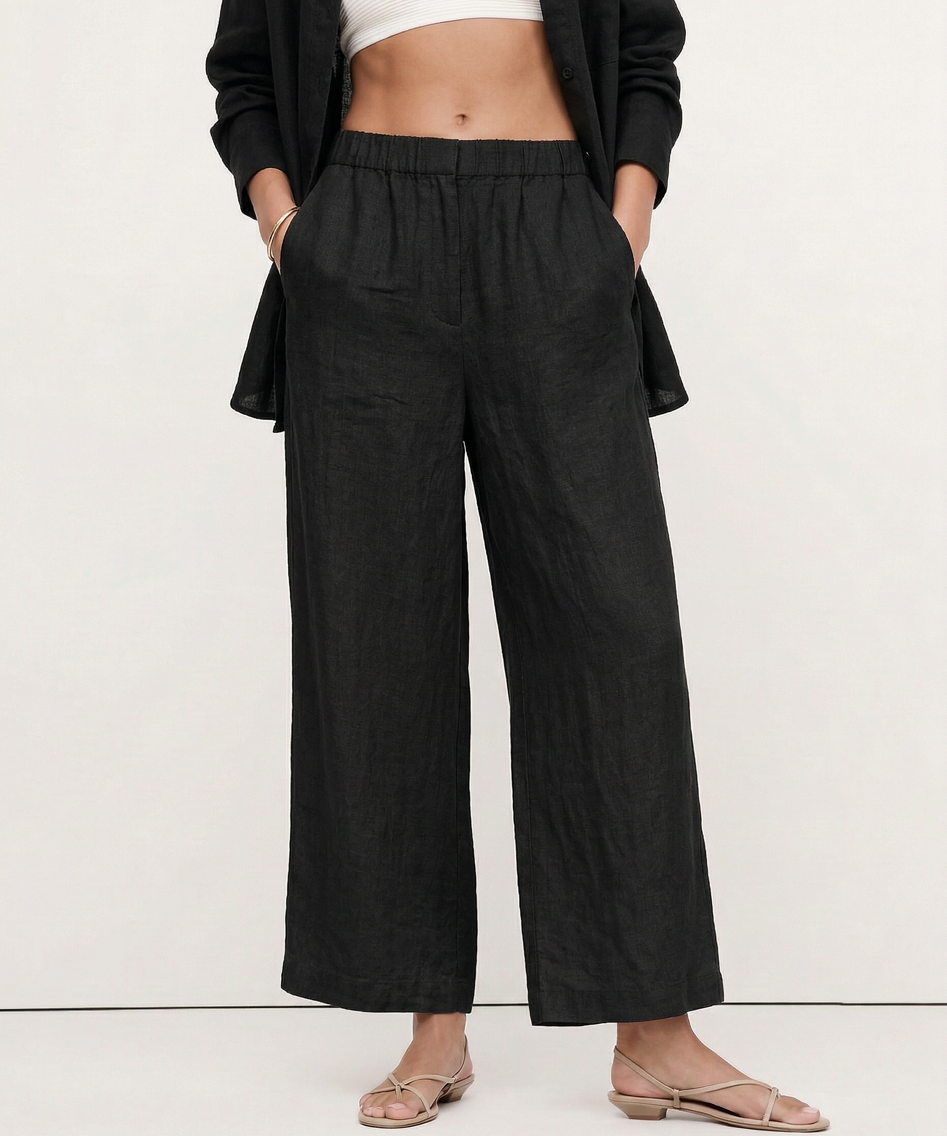The Pleated Wide Leg Linen Pant