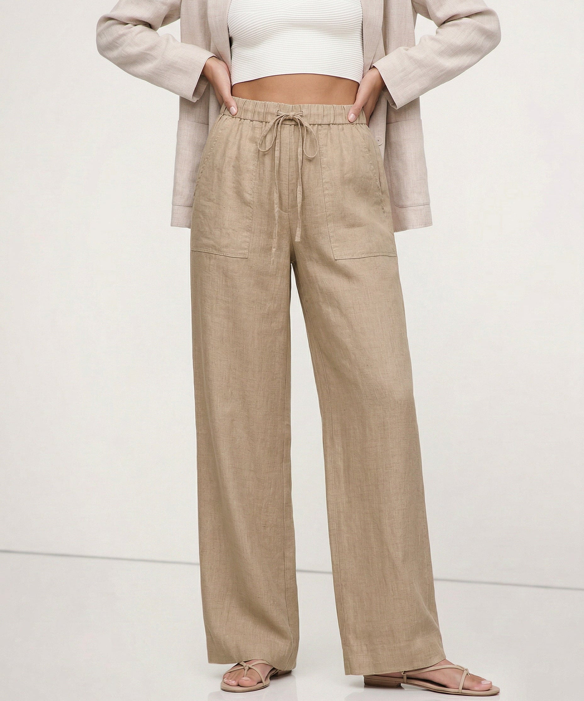 The Drawstring Straight Linen Pant